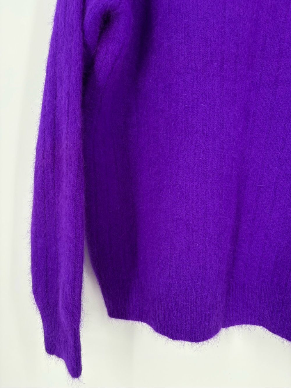 VTG Rafaella Grape Purple Angora Rabbit Hair Lambswool Mock Neck Sweater Large - Picture 9 of 15